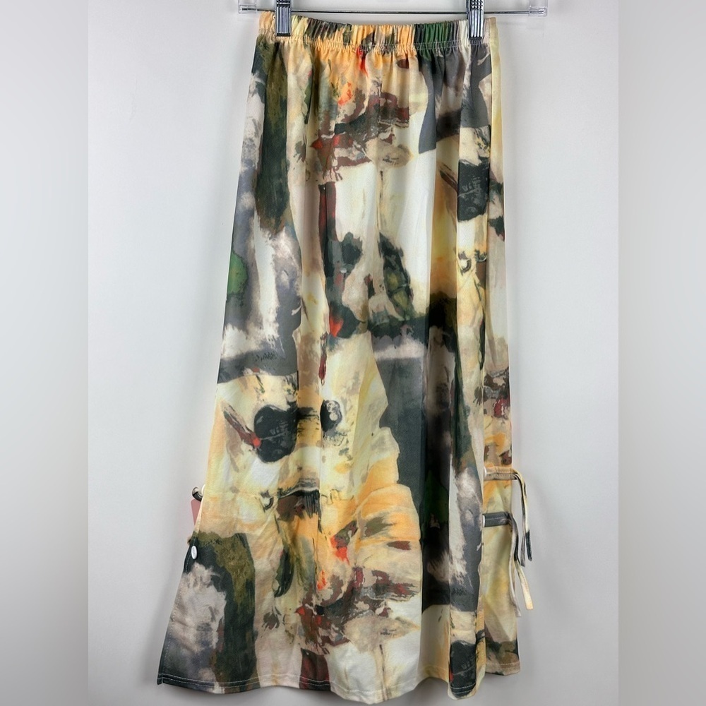 Women's Tie Dye Midi Skirt w/ Ties - Picture 1 of 5